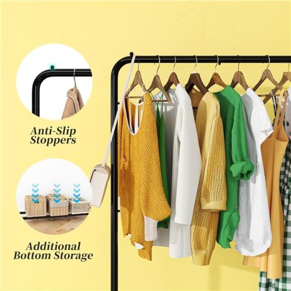 Simple Trending Standard Clothes Clothing Garment Rack with Storage Shelves - Picture 6 of 7